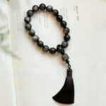 Buddha Stones Natural Silver Sheen Obsidian Black Obsidian Lion Wrist Mala Protection Tassels Pocket Mala Car Decoration Wrist Mala&Decorations BS 16mm Silver Sheen Obsidian