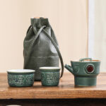 Buddha Stones Sanxingdui Ceramic Teacup Kung Fu Tea Cup With Bag Cup BS 5