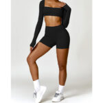 Buddha Stones Gym Sports Yoga Backless Bra Crop Tank Top Shorts 2-Piece Outfit BS 7