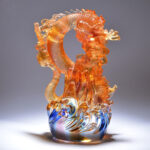 Buddha Stones Feng Shui Dragon Handmade Liuli Crystal Art Piece Success Home Office Decoration Decorations BS 3