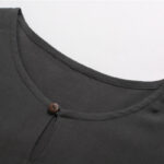 Buddha Stones Men's Solid Color Round Neck Short Sleeve Cotton Linen Shirt Men's Shirts BS 6