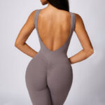 Buddha Stones Women Casual Sleeveless Jumpsuit Flare Pants Sports Fitness Yoga Bodysuit Bodysuit BS 7