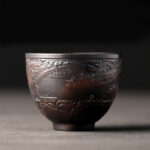 Buddha Stones Lotus Leaf Flower Landscape Dragon Bamboo Ceramic Teacup Kung Fu Tea Cup Bowl Cup BS Landscape 7.5cm*6cm*140ml