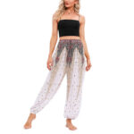 Buddha Stones Peacock Feather Pattern Loose Harem Trousers Women's Yoga Pants Women's Harem Pants BS 6