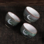 Buddha Stones Auspicious Crane Ceramic Teacup Kung Fu Tea Cup Bowl Cup BS 14
