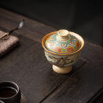 Buddha Stones Dunhuang Flying Apsaras Ceramic Gaiwan Sancai Teacup Kung Fu Tea Cup With Lid Cup BS 7