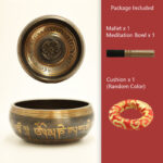 Buddha Stones Tibetan Meditation Bowl for Healing and Mindfulness Om Mani Padme Hum Singing Bowl Singing Bowl buddhastoneshop 3.74IN (9.5CM)(Singing Bowl&Mallet&Random Color Cushion)