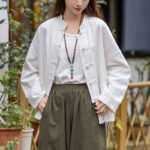 Buddha Stones Frog-Button Design Shirt Tai Chi Meditation Top Clothing Ramie Linen Jacket Jacket Shirt BS 1