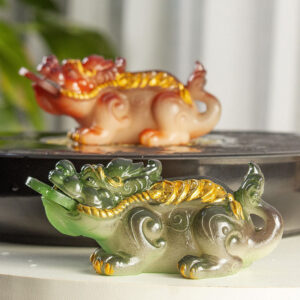 Buddha Stones Color Changing Small PiXiu Copper Coins Resin Tea Pet Wealth Home Figurine Decoration Decorations BS main