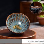 Buddha Stones Lotus Peacock Dragon Phoenix Koi Fish Ceramic Teacup Gold Silver Inlaid Tea Cups 120ml Cup BS Gold Dragon