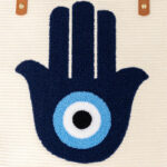 Buddha Stones Large Capacity Evil Eye Leaf Hamsa Tassel Canvas Tote Shoulder Bag Shoulder Bag BS 18