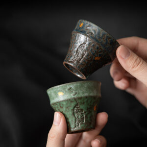 Buddha Stones Small Vintage Style Ceramic Teacup Kung Fu Tea Cup 50ml Cup BS main