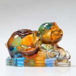 Buddha Stones Year of the Dragon Handmade 12 Chinese Zodiac Liuli Crystal Art Piece Protection Home Office Decoration Decorations BS Pig About 8.5*5.5*8cm