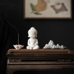 Buddha Stones Lotus Flower Tathagata Kwan Yin Avalokitesvara Ksitigarbha Meditation Ceramic Stick Incense Burner Decoration Incense Burner BS 4