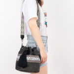 Buddha Stones Beach Geometry Straw Woven Bucket Tassels Crossbody Bag Shoulder Bag Crossbody Bag BS 15