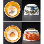 Buddha Stones Dragon Phoenix Crane Sun Ocean Waves Gilt Ceramic Teacup Kung Fu Tea Cup 170ml Cup BS 12
