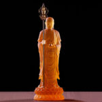 Buddha Stones Handmade Ksitigarbha Bodhisattva Figurine Liuli Crystal Art Piece Serenity Statue Home Decoration Decorations BS 8