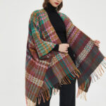 Buddha Stones Tibetan Shawl Colorful Wavy Line Tassels Winter Cozy Travel Scarf Wrap Tibetan Shawl BS 14