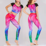 Buddha Stones 2Pcs Undersea World Mysterious Girl Gradient Color Print Top Pants Sports Fitness Yoga Women's Yoga Sets 2-Piece Outfit BS Gradient Color XL(Bust 89cm/Waist 72-82cm/Hips 84cm)