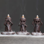 Buddha Stones Little Skull Ghost Purple Clay Backflow Smoke Fountain Peace Incense Burner Decoration (Extra 30% Off | USE CODE: FS30) Incense Burner BS 3Pcs Little Ghost(Don't Look&Don't Speak&Don't Listen)