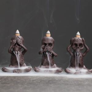 Buddha Stones Little Skull Ghost Purple Clay Backflow Smoke Fountain Peace Incense Burner Decoration (Extra 30% Off | USE CODE: FS30) Incense Burner BS 3Pcs Little Ghost(Don't Look&Don't Speak&Don't Listen)