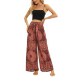 Buddha Stones Boho Lace-up Wide Leg Pants Women's Yoga Pants Women's Wide Leg Pants BS 7