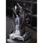 Buddha Stones Nordic Dragon Ceramic Backflow Smoke Fountain Meditation Healing Incense Burner Led Ball Decoration Incense Burner BS 7