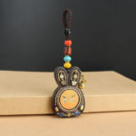 Tibet Ebony Five God of Wealth Thangka Key Chain Key Chain BS Orange God Of Wealth