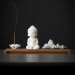 Buddha Stones Lotus Flower Tathagata Kwan Yin Avalokitesvara Ksitigarbha Meditation Ceramic Stick Incense Burner Decoration Incense Burner BS 2