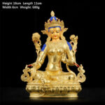 Buddha Stones Bodhisattva Green Tara Protection Copper Gold Plated Statue Decoration Decorations BS 5 Inch