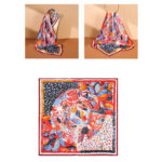 Buddha Stones Pastoral Scene Hot Air Balloon Spring Blossom 100% Mulberry Silk Neck Hair Scarf Silk Shawl BS 23