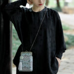 Buddha Stones Small Blue Ocean Waves Metal Chain Crossbody Bag Shoulder Bag Cellphone Bag Crossbody Bag BS 12
