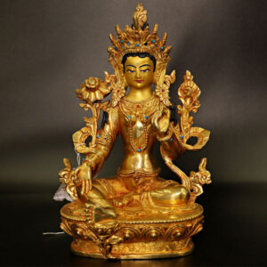 Buddha Stones Bodhisattva Tara Chenrezig Four-armed Avalokitesvara Protection Copper Gold Plated Statue Decoration Decorations BS main