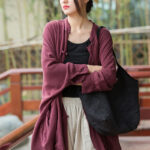 Buddha Stones Frog-Button Long Sleeve Zen Meditation Open Front Jacket With Pockets 11