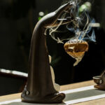 Buddha Stones Led Buddha Hand Backflow Smoke Fountain Healing Ceramic Stick Incense Burner Decoration Incense Burner BS 9