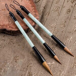 Buddha Stones Natural Jade Luck Chinese Calligraphy Brush Pen Chinese Writing Brush With Gift Box Chinese Writing Brush BS Chinese Writing Brush