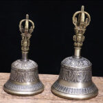 Buddha Stones Tibetan Meditation Bell and Vajra Dorje Copper Enlightenment Decoration Set Decorations BS 2