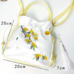 Buddha Stones Embroidered Osmanthus Peony Grape Cat Cotton Linen Tote Crossbody Bag Shoulder Bag Handbag Crossbody Bag BS 6