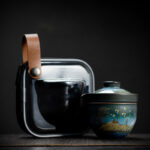 Buddha Stones Ceramic Teacup Deer Mountain Trees Lovely Cat Black Tea Cup With Lid and Bag Cup BS 5