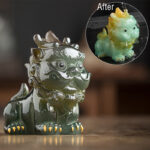 Buddha Stones Color Changing Small PiXiu Resin Tea Pet Wealth Home Figurine Decoration Decorations BS Green Pixiu 7.7cm*10.6cm*11.6cm