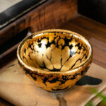 Buddha Stones 24K Gold Spot Pattern Chinese Jianzhan Ceramic Teacup Kung Fu Tea Cup Bowl With Gift Box Jian Zhan Tea Cup BS 5