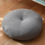 Buddha Stones Lotus Simple Pattern Linen Meditation Seat Cushion Home Living Room Decoration Decorations buddhastoneshop Detachable 40cm*10cm DimGray