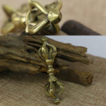Buddha Stones Handcrafted Nepal Small Five Prong Vajra Dorje Strength Copper Decoration Dorje BS 5