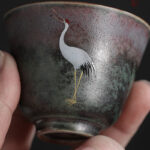 Buddha Stones Auspicious Crane Ceramic Teacup Kung Fu Tea Cup Bowl Cup BS 13