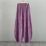 Buddha Stones Ramie Cotton Linen Pants Tie-dye Design Trousers Loose Zen Yoga Women's Pants with Pockets Pants BS Purple(Regular Style) L(Waist 68-100cm/Hips 116cm/Suitable for Weight 70kg)