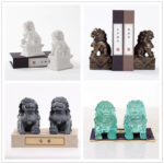 Buddha Stones 2Pcs Lion Statue Courage Strength Resin Home Office Decoration Decorations BS 14