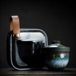 Buddha Stones Ceramic Teacup Deer Mountain Trees Lovely Cat Black Tea Cup With Lid and Bag Cup BS Reunion Moon Cat