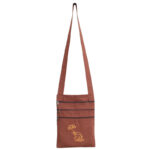 Buddha Stones Spiritual Mind Practice Lotus Embroidered Cotton Shoulder Bag Crossbody Bag Bag BS Brown Lotus Flower Spiritual Practice Bag