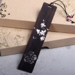 Buddha Stones Butterfly Flower Ebony Wood Bookmarks With Gift Box Bookmarks BS Ebony Blue Butterfly Flower