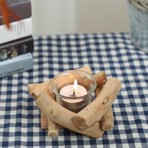 Buddha Stones Wood Candlestick Home Candle Holder Decoration Candle Holder BS 14*14*8cm